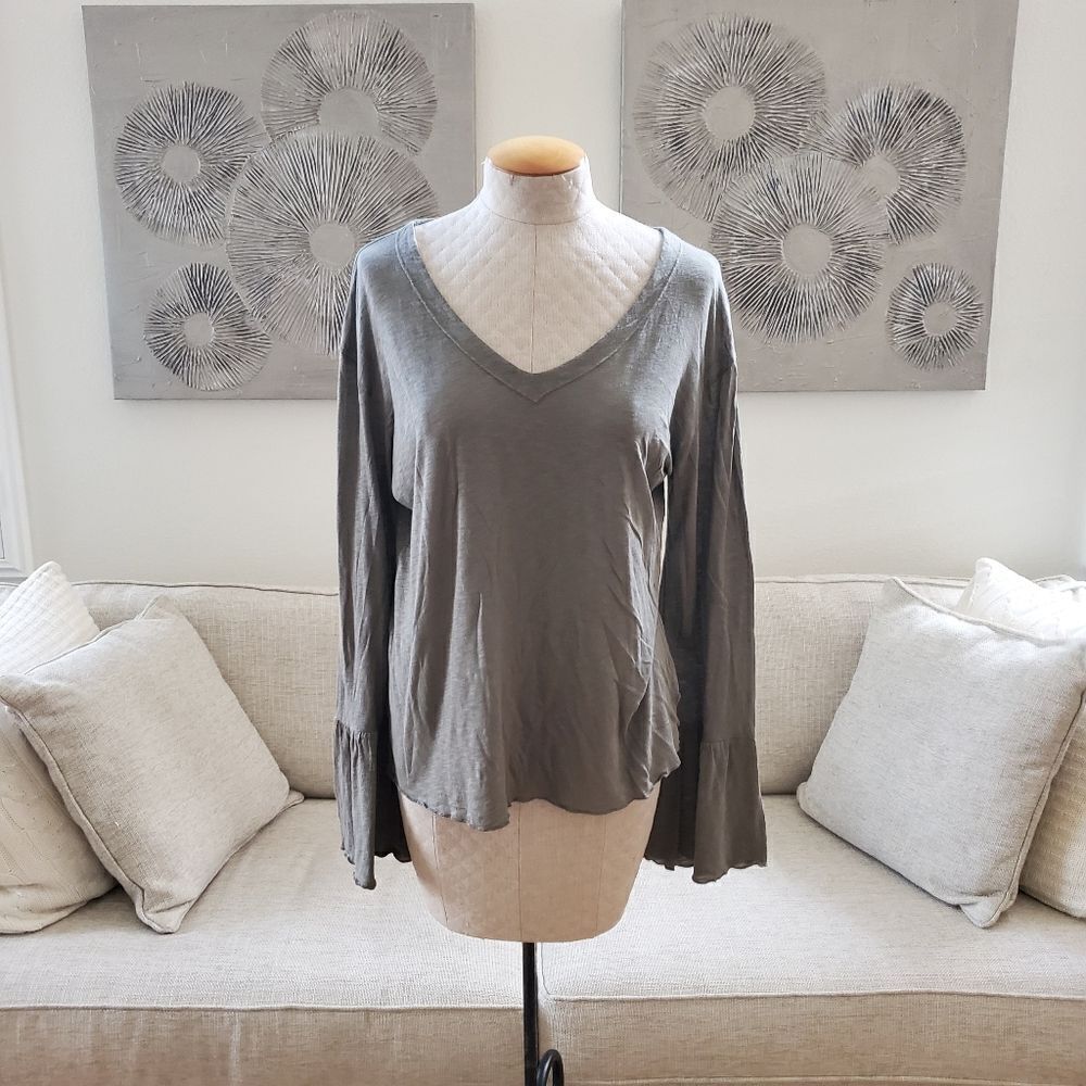Hard Tail Forever Basic Sexy Long Sleeve V-Neck Slub Tshirt Sz Med